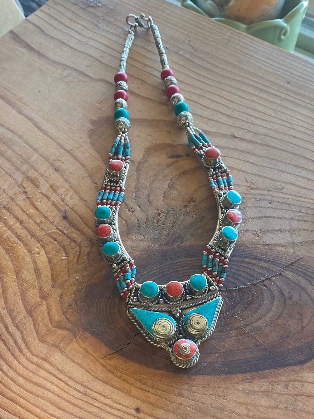 Turquoise and Coral Beaded Necklace, Bracelet with Earrings - Women Jewelry - Picture 3 of 10